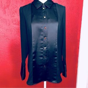 Womens great blouse by Calvin Klein small gold buttons great sleeves sz S NWT